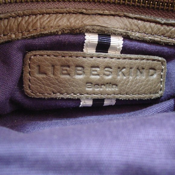 LIEBESKIND Berlin Slouchy Sandstone Leather Crossbody Tote w/ Brass Detail - Picture 7 of 8